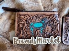 Load image into Gallery viewer, Tooled Checkered Bow Cowhide Coin Purses
