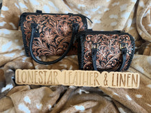 Load image into Gallery viewer, Layla Black &amp; Brown Tooled Speedy Purse
