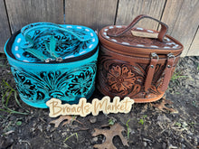 Load image into Gallery viewer, Tooled Leather Cosmetic Toiletry Case
