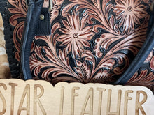 Load image into Gallery viewer, Layla Black &amp; Brown Tooled Speedy Purse
