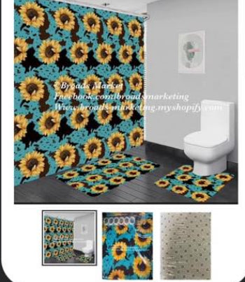 15 Piece Cow Sunflower Turquoise Bathroom Set