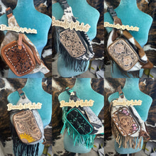 Load image into Gallery viewer, Cowhide &amp; Tooled Fringe Leather Fanny Sling Bags
