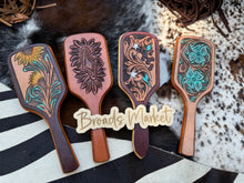 Load image into Gallery viewer, Tooled Leather Hairbrushes
