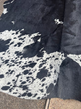 Load image into Gallery viewer, Black &amp; White Splatter Cowhide Rug 51x43”

