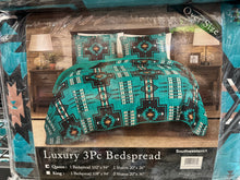 Load image into Gallery viewer, Teal Southwestern Aztec Bedding Set
