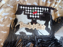 Load image into Gallery viewer, Checkered Cherry Cowhide Crossbody Purse
