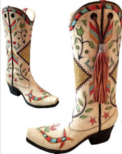 Load image into Gallery viewer, RA5933 Beige Aztec Boot Vase
