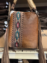 Load image into Gallery viewer, Aztec Diamond Stitched Cowhide Crossbody Purse
