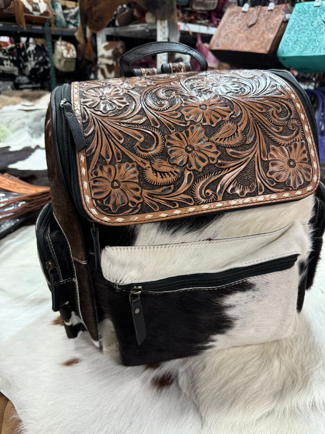 Tooled Cowhide Backpack