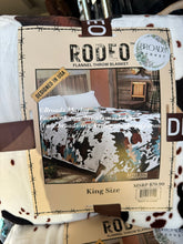 Load image into Gallery viewer, Rodeo Aztec Cow Turquoise Super Plush Blanket
