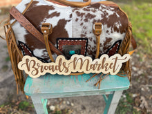 Load image into Gallery viewer, Cowhide Fringe Medallion Duffle Bag
