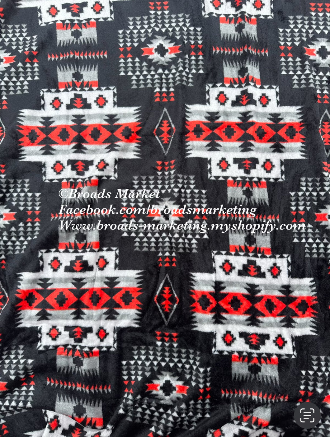 Queen Obsidian Black & Red Plush Blanket