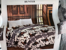 Load image into Gallery viewer, MIA Hunter Cow Grey Aztec Super Plush Blanket
