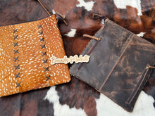 Load image into Gallery viewer, Distressed Leather Axis &amp; Leopard Crossbody Purse
