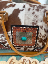 Load image into Gallery viewer, Cowhide Fringe Medallion Duffle Bag
