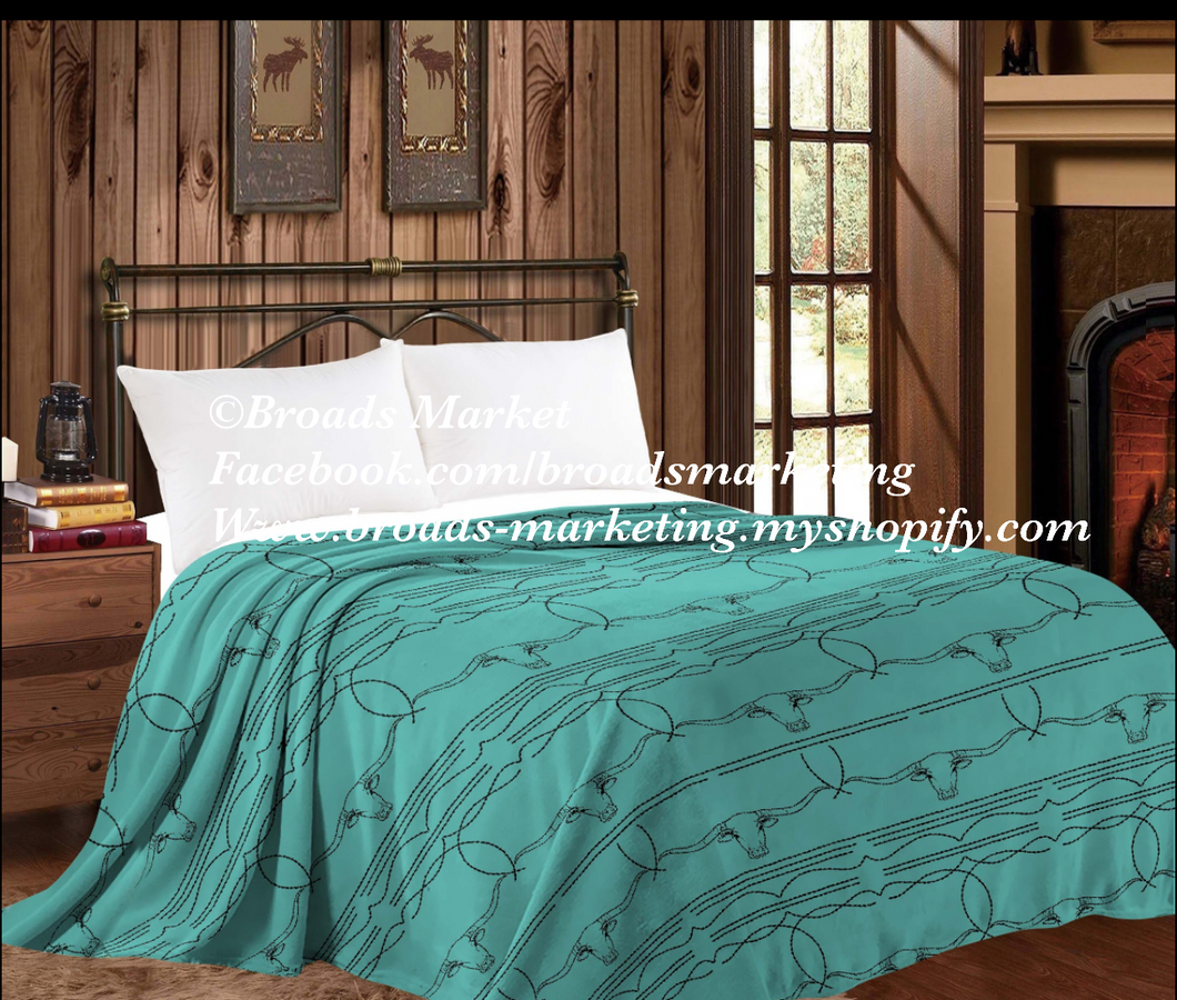 MIA Series 18 Teal Bootstitch Super Plush Blanket