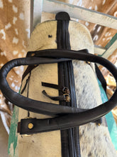 Load image into Gallery viewer, Black &amp; White Cowhide Duffle Overnight Bag
