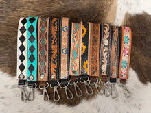 Load image into Gallery viewer, Tooled Leather Wristlet Keychains
