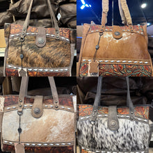 Load image into Gallery viewer, BA2830 Concho Cowhide Tooled Leather Handbag Purse
