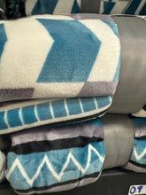 Load image into Gallery viewer, Josh Black &amp; Blue Aztec Super Plush Blanket
