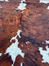 Load image into Gallery viewer, Tricolor Brindle Cowhide Rug 79x72” B126
