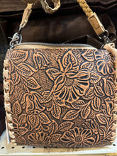 Load image into Gallery viewer, Floral Tooled Leather Crossbody Purse
