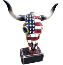 Load image into Gallery viewer, Americana US Cowskull Statue
