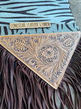 Load image into Gallery viewer, Zebra Tooled Leather Cowhide 6’ Table Runner
