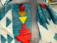 Load image into Gallery viewer, Turquoise Aztec Cross Blue Super Plush Blanket
