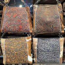 Load image into Gallery viewer, BA2826 Center Floral Tooled Cowhide Handbag
