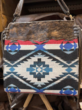 Load image into Gallery viewer, BA2835 Red &amp; Blue Aztec Cowhide Handbag
