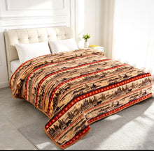 Load image into Gallery viewer, Western Beige &amp; Red Super Plush Blanket
