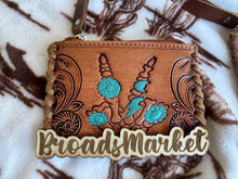 Load image into Gallery viewer, Tooled Cowhide &amp; Leather Coin Purses

