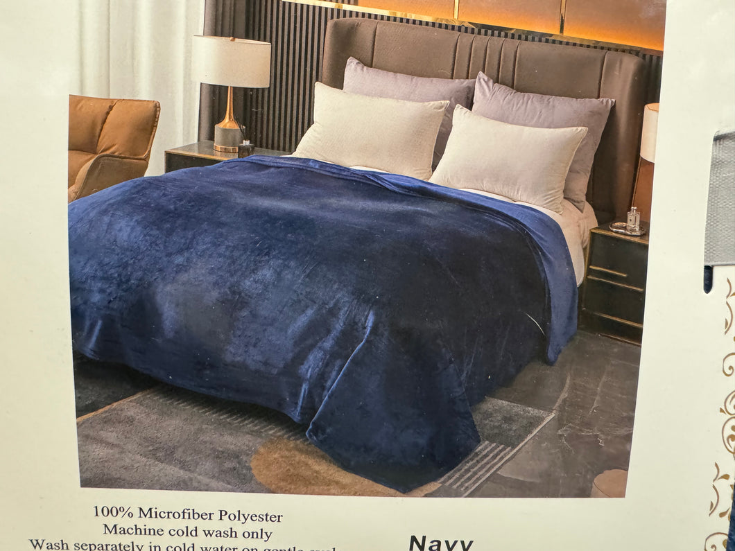 Solid Navy Super Plush Blanket