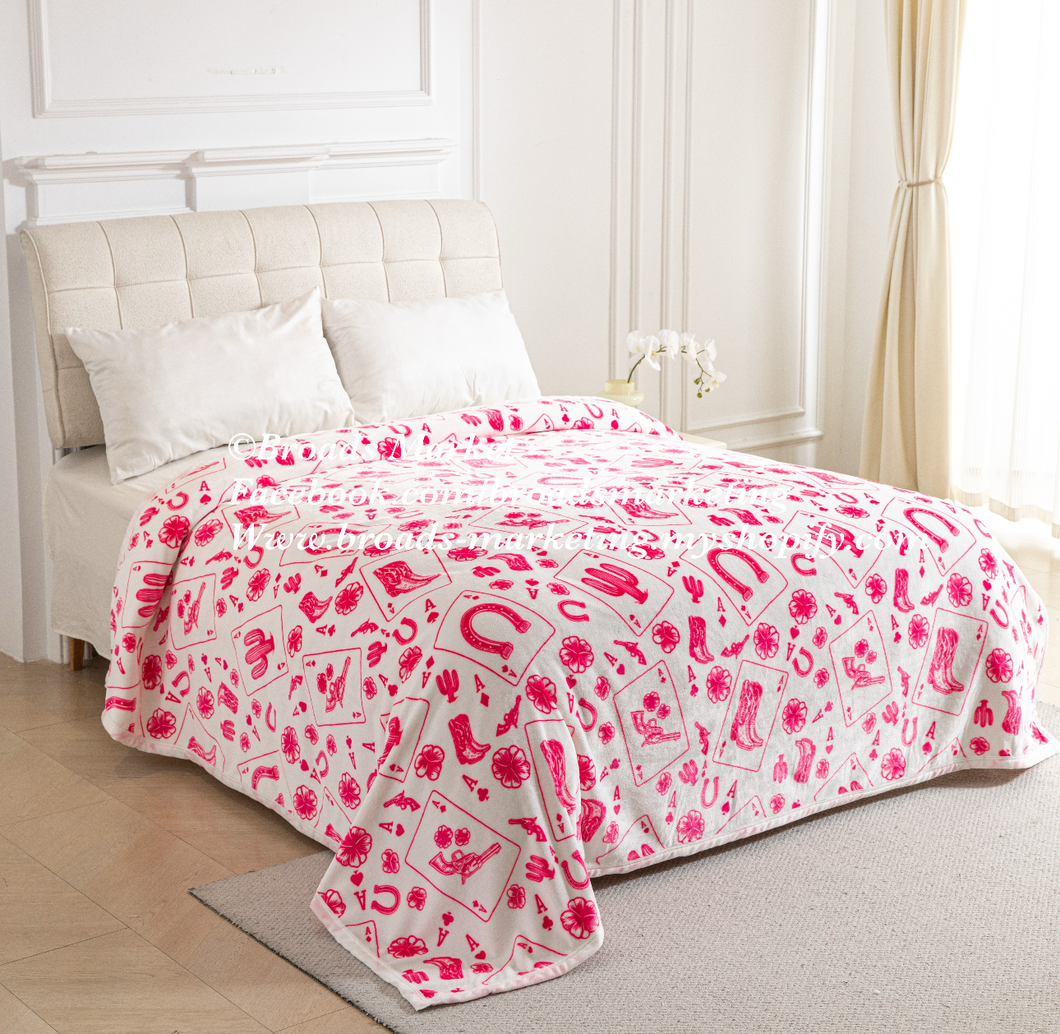 Pink Vegas Cards Super Plush Blanket