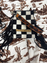 Load image into Gallery viewer, Sabina Black Checkered Cowhide Crossbody Purse
