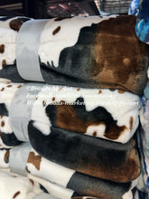 Load image into Gallery viewer, Twin Tricolor Cow Print Super Plush Blanket
