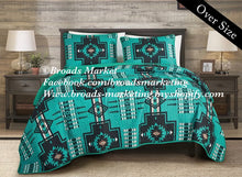 Load image into Gallery viewer, Teal Southwestern Aztec Bedding Set
