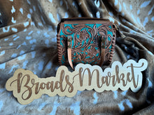 Load image into Gallery viewer, Turquoise Tooled Leather Speedy Purse
