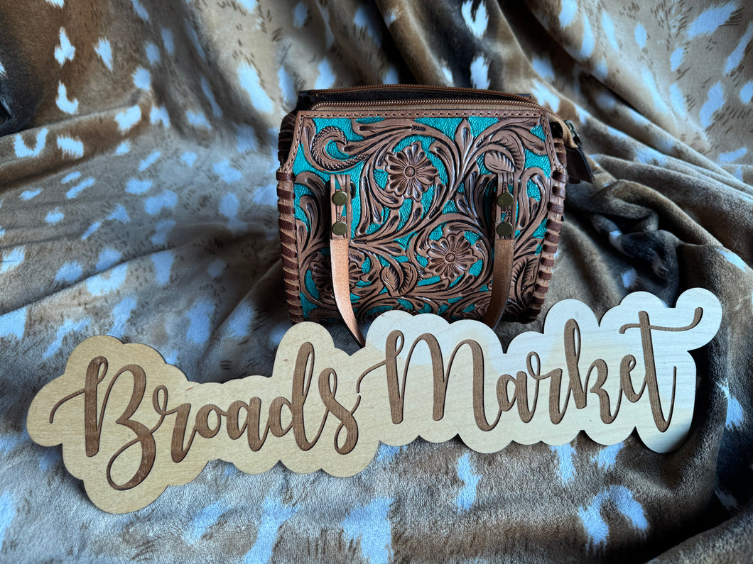 Turquoise Tooled Leather Speedy Purse