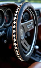 Load image into Gallery viewer, Checkered &amp; Turquoise Steering Wheel Covers
