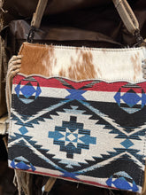 Load image into Gallery viewer, BA2835 Red &amp; Blue Aztec Cowhide Handbag
