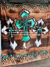 Load image into Gallery viewer, Twila Turquoise Crosses S18 Blanket
