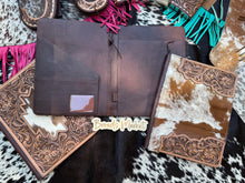 Load image into Gallery viewer, Tooled Cowhide Planner Portfolios
