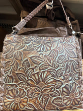 Load image into Gallery viewer, Floral Tooled Leather Crossbody Purse
