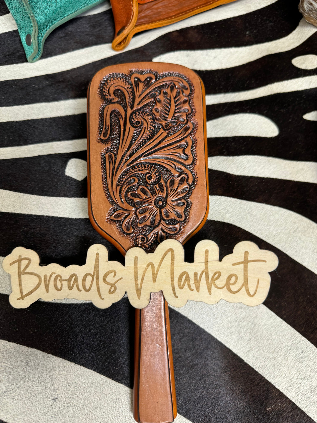 Tooled Leather Hair Brushes