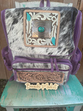 Load image into Gallery viewer, Purple Leather Medallion Cowhide Backpack
