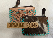 Load image into Gallery viewer, Tooled Cowhide Coin Purses
