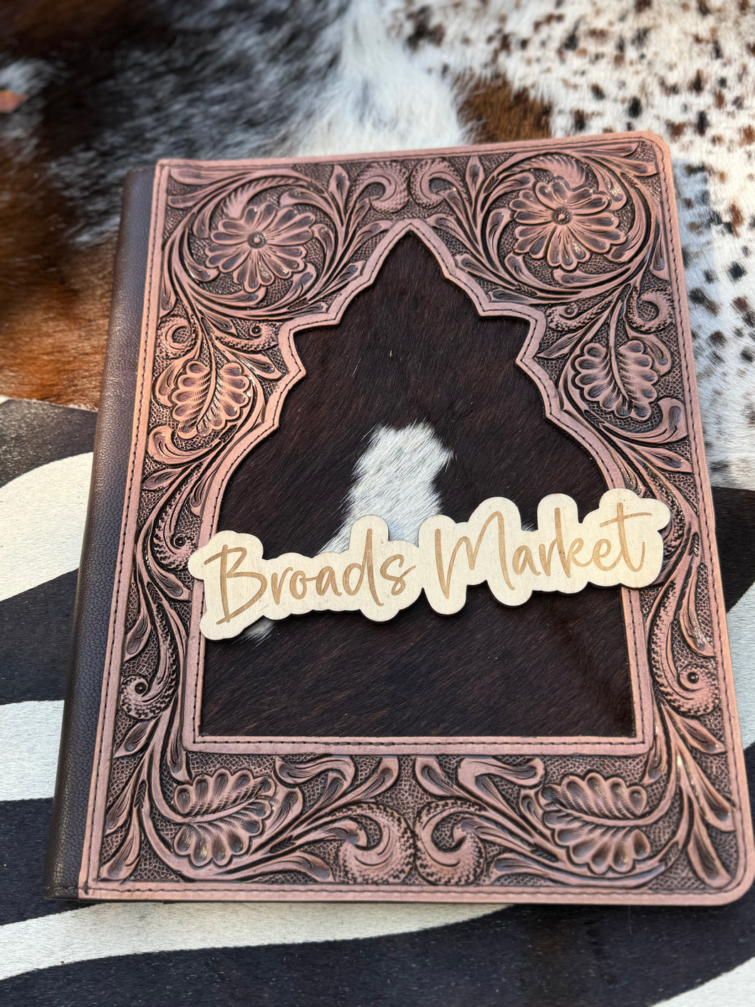 Cowhide & Tooled Leather Cow Tag Planner Portfolios