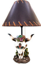 Load image into Gallery viewer, RA7160 Floral Cowskull Lamp
